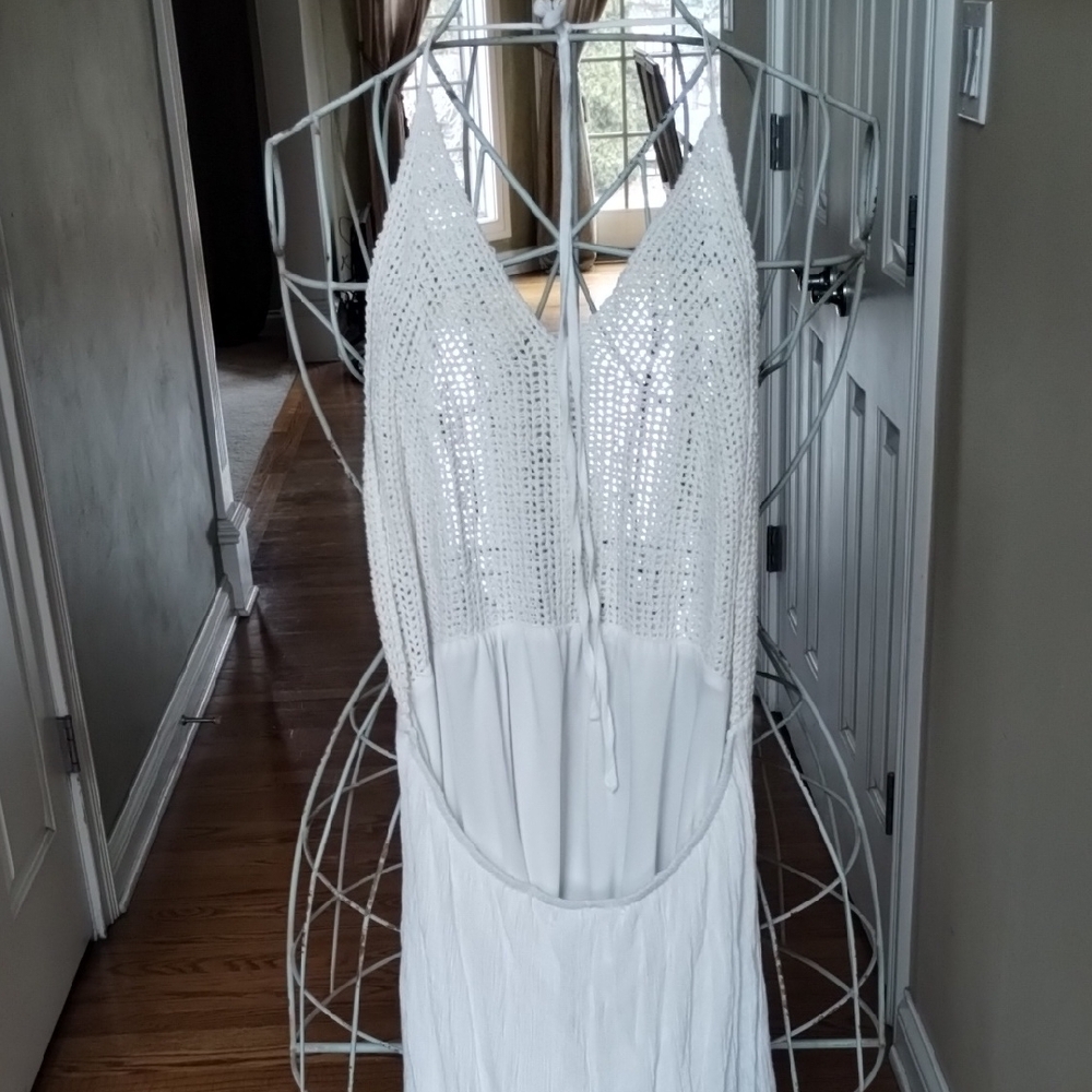Say What? White Dress with Crochet Detail - Picture 3 of 14